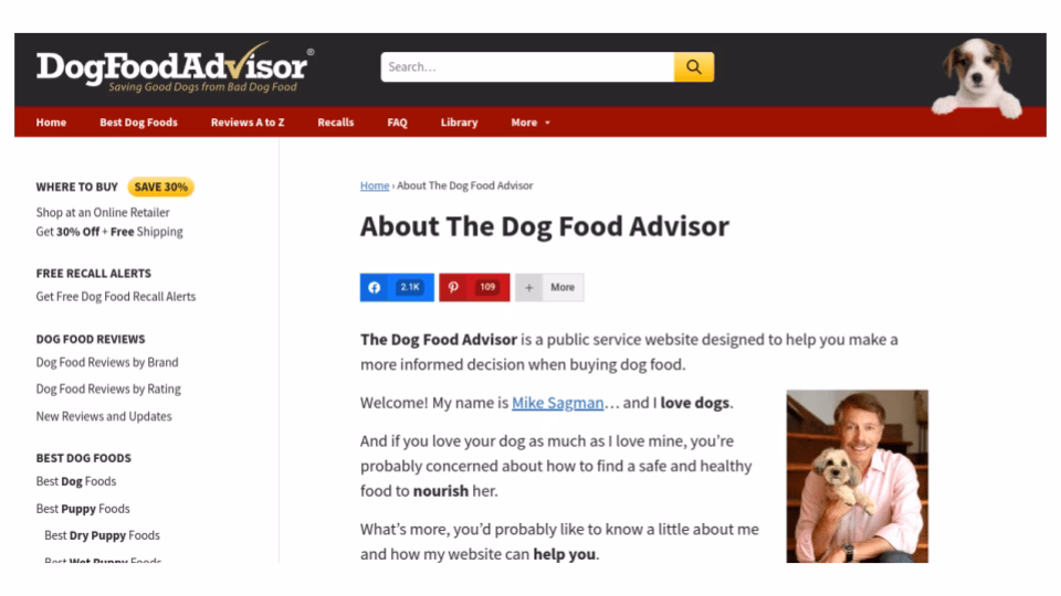 About the dog food advisor
