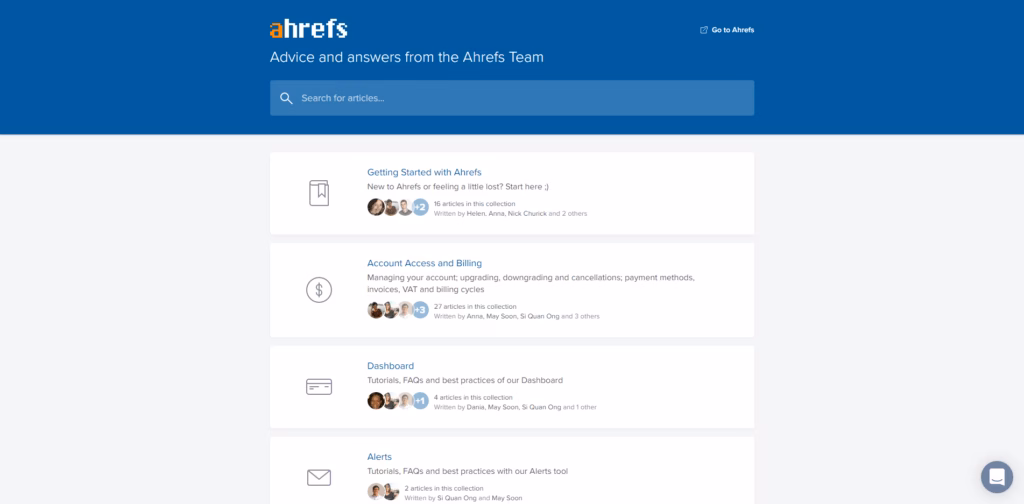 Ahrefs user documentation example