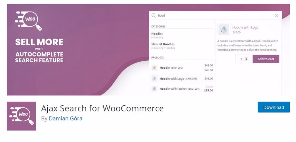 Ajax search for woocommerce