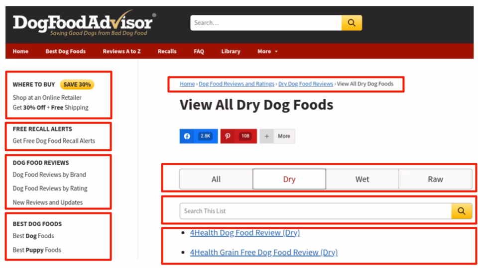Archive page navigational tools