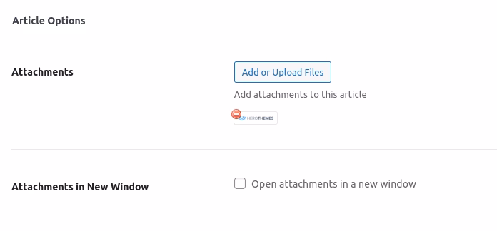 Articleattachmentsoption herothemes Knowledge base article options
