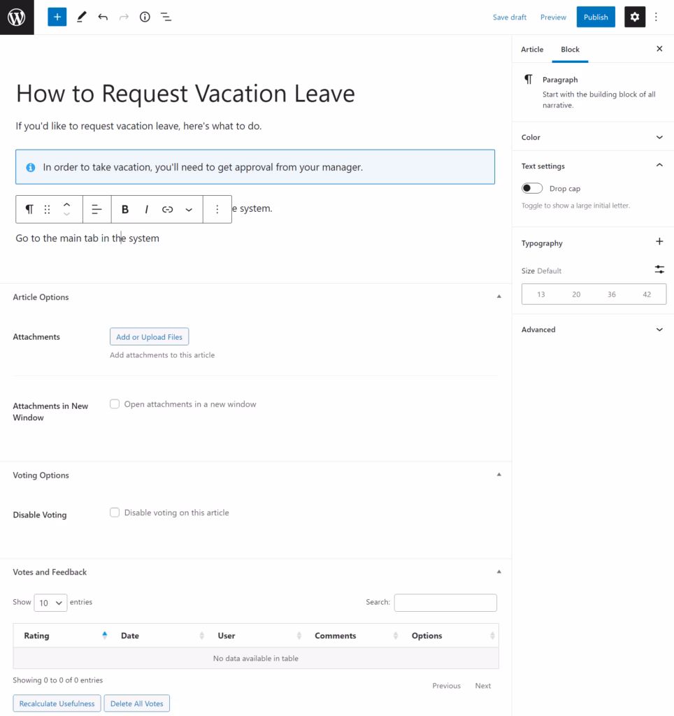 Documentation article builder