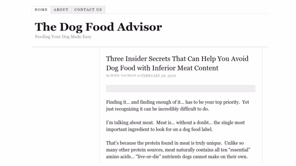 Dog food advisor blog style