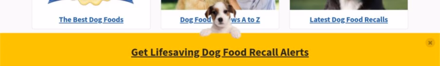 Dog food advisor sticky promotional bar