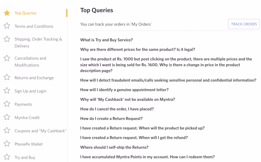 Ecommerce brand answering customer questions with self service content