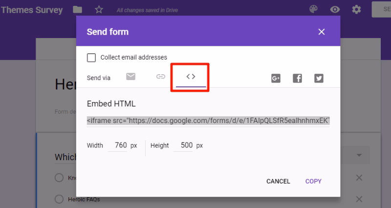 Embedgoogleformssurvey herothemes Embed google forms survey