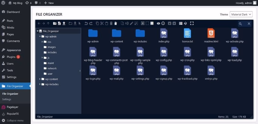 File organizer plugin interface
