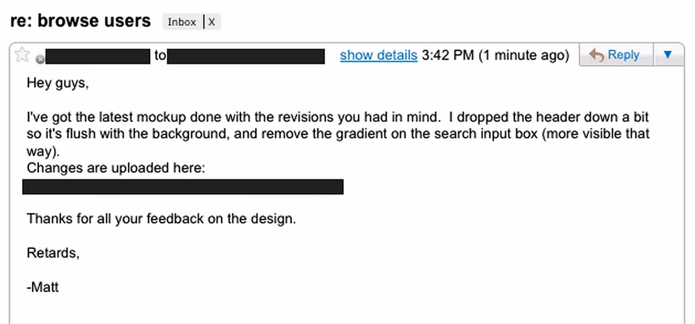 Good example of a typo mistake in a business email