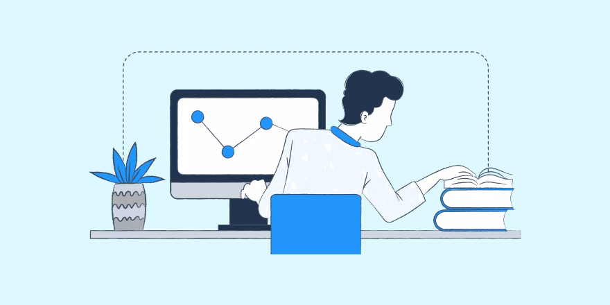 Graphic of man researching
