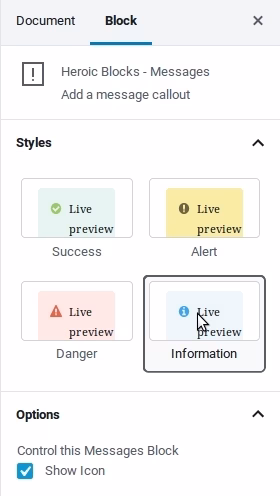 Messages block styles