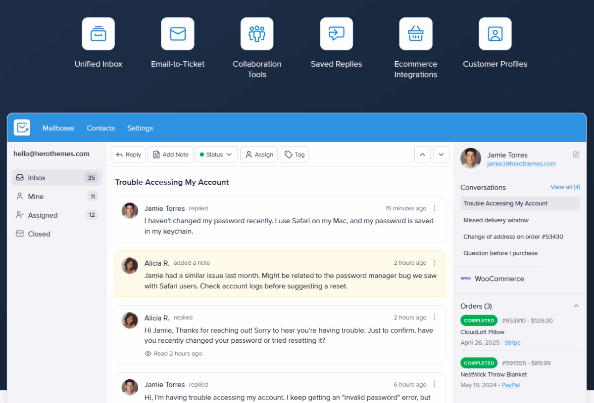 Heroic inbox help desk software