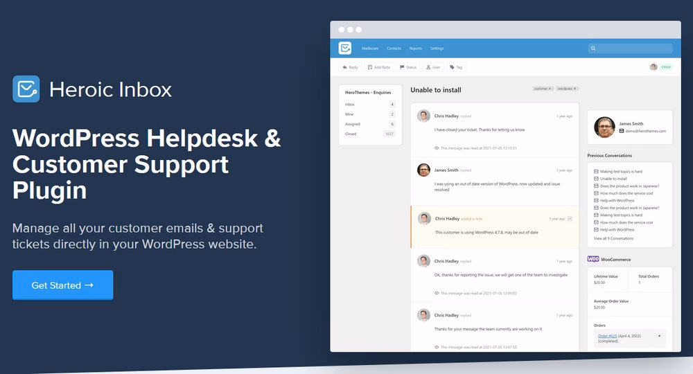 Heroic inbox help desk software