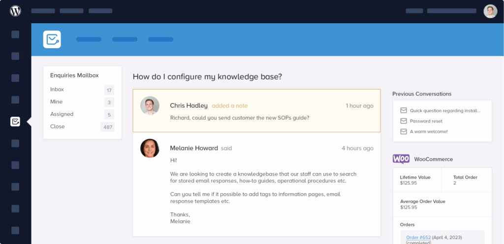 Heroic inbox ticketing software ui