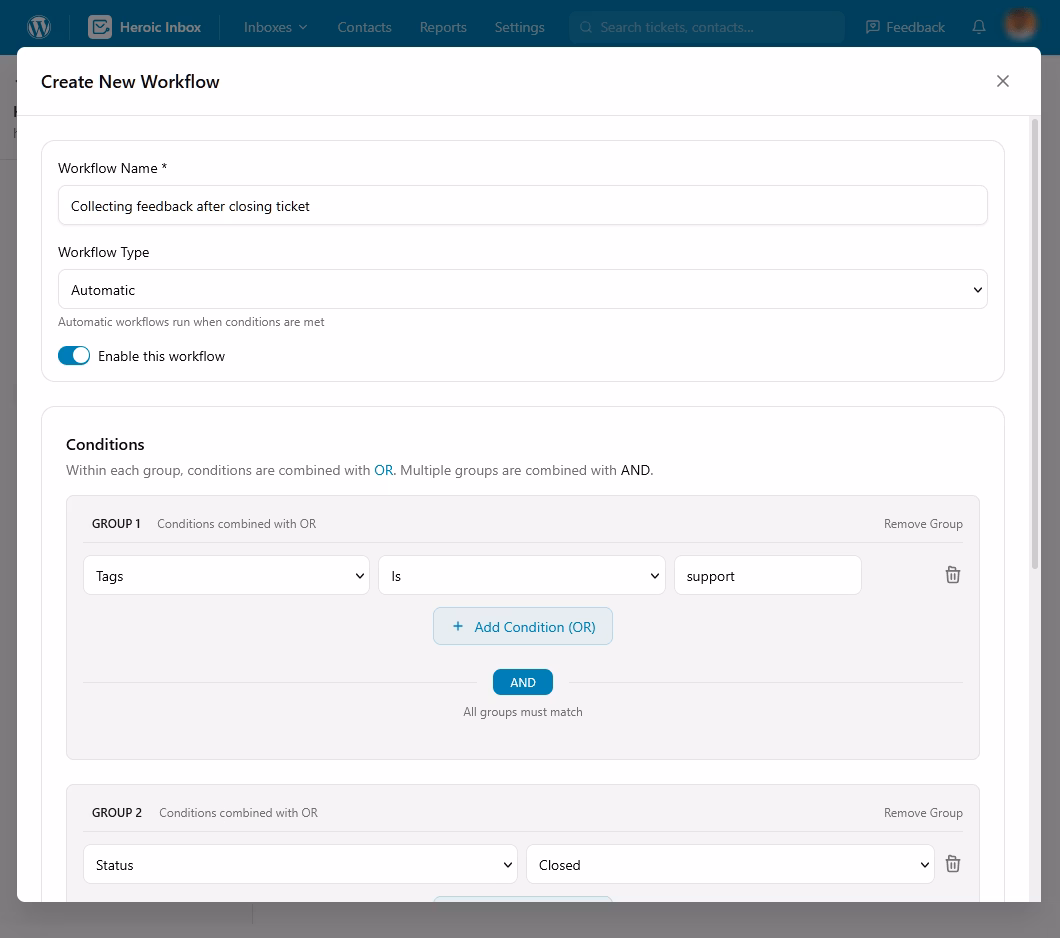 Heroic inbox workflow example