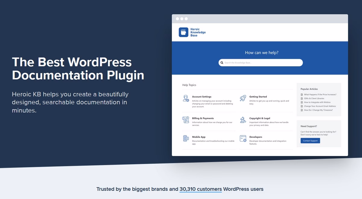 Heroic kb and wordpress cms for the documentation