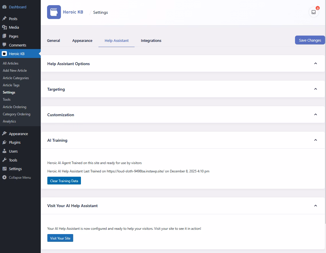 Heroicknowledgebaseaichatbottraining herothemes Heroic knowledge base ai chatbot training