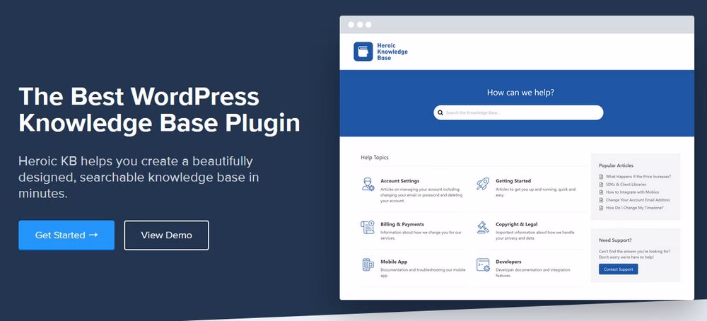 Heroic knowledge base software