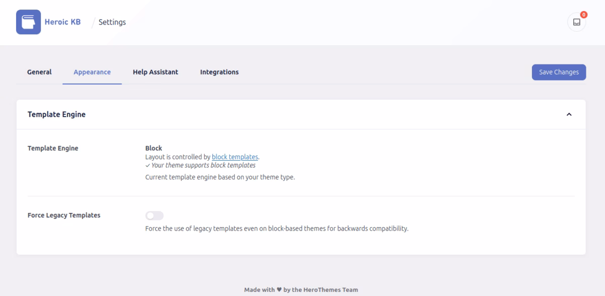 Hkb settings appearance herothemes Heroic knowledge base appearance settings