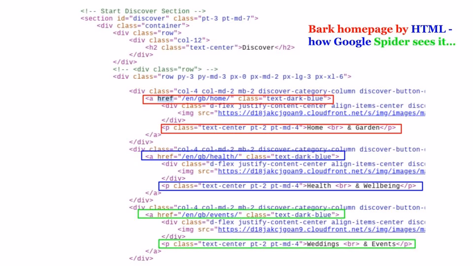 How google spider sees bark website