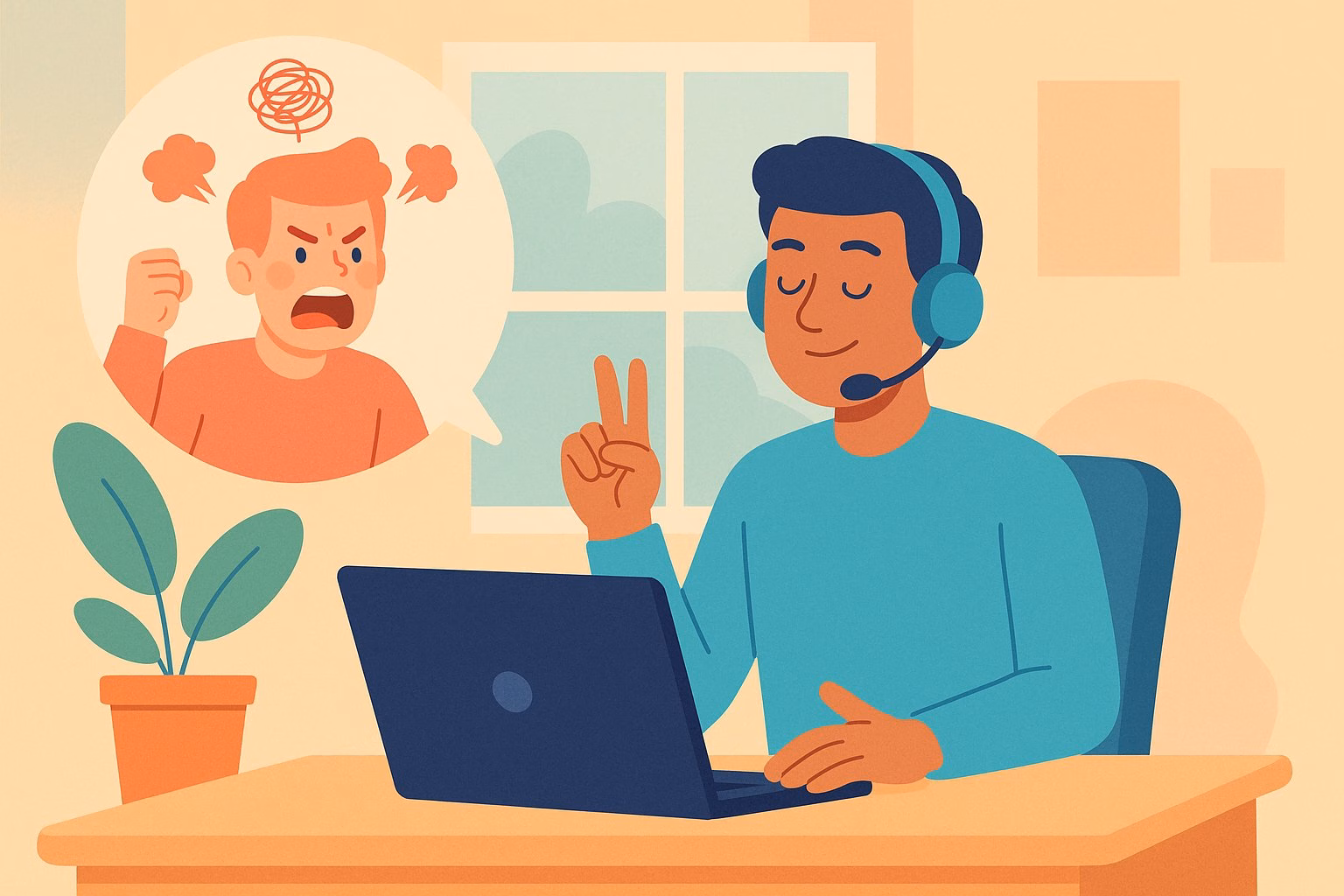 Illustration of handling angry customers emails with cool head