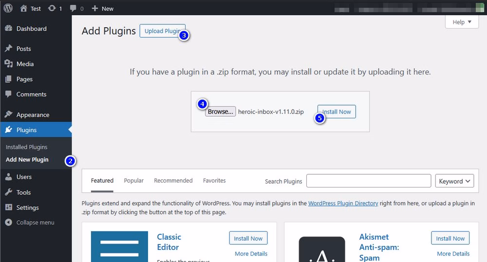 Installingheroicinboxplugin herothemes Installing heroic inbox plugin