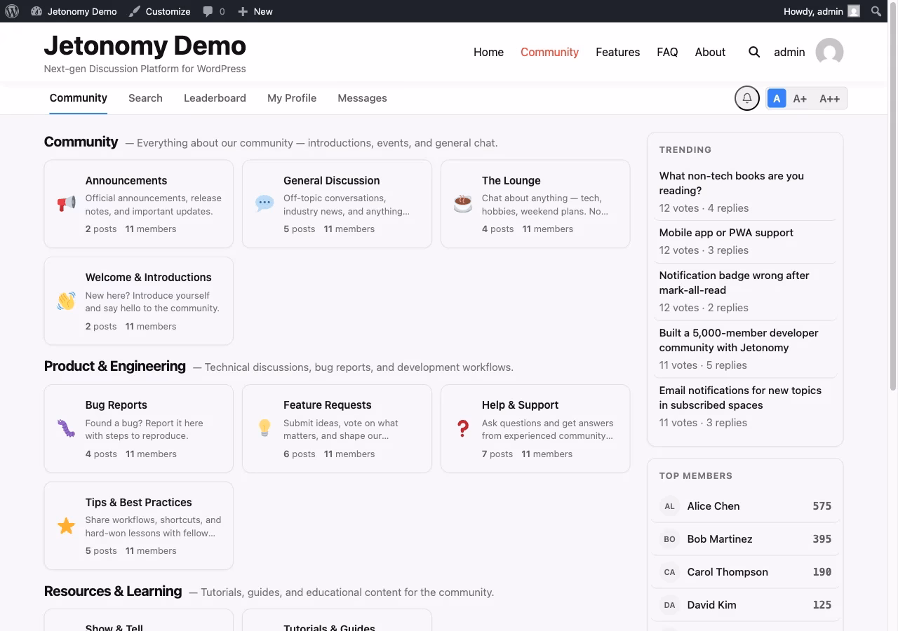 Jetonomy new wordpress forum plugin