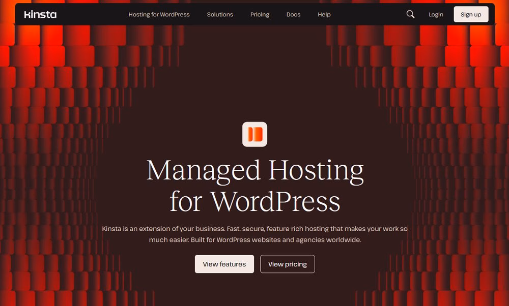 Kinsta hosting homepage
