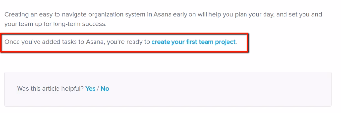 Modèle d'article de base de connaissances exemple asana