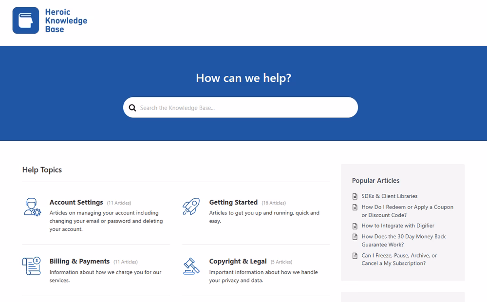 Knowledge base create with wordpress and heroic kb