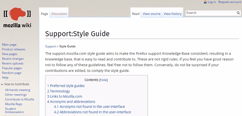 Exemple de guide de style de base de connaissances mozilla