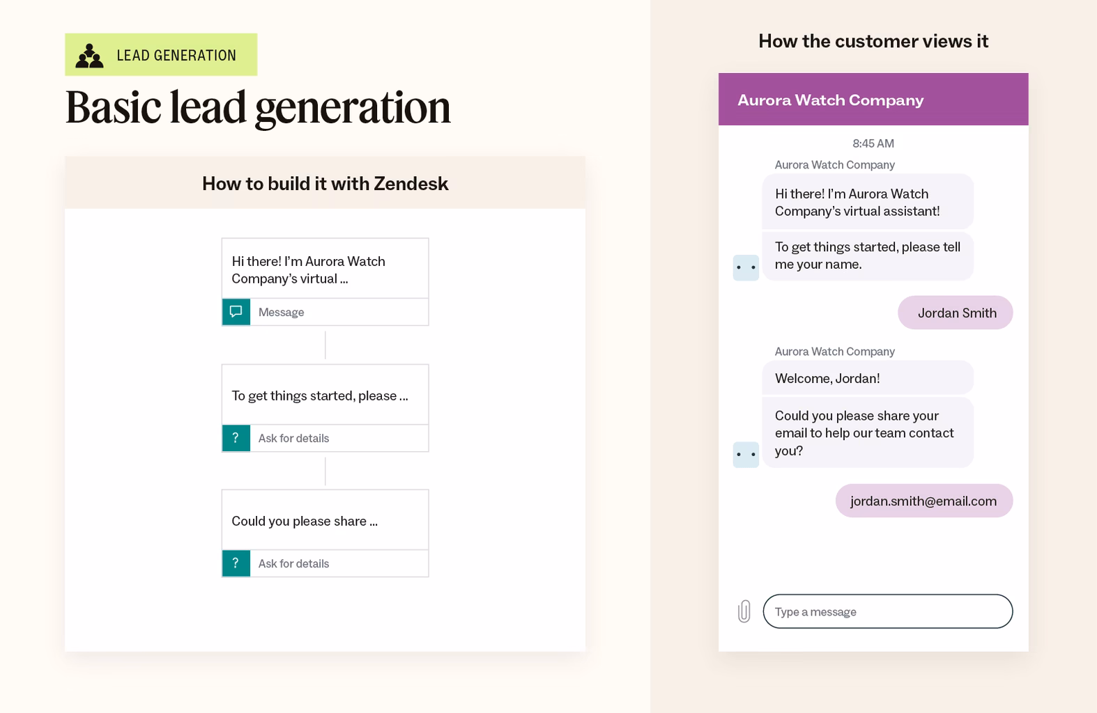 Lead generation chatbot example