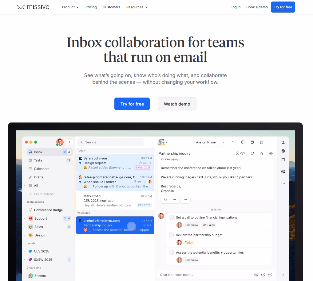 Missive team email and chat in one