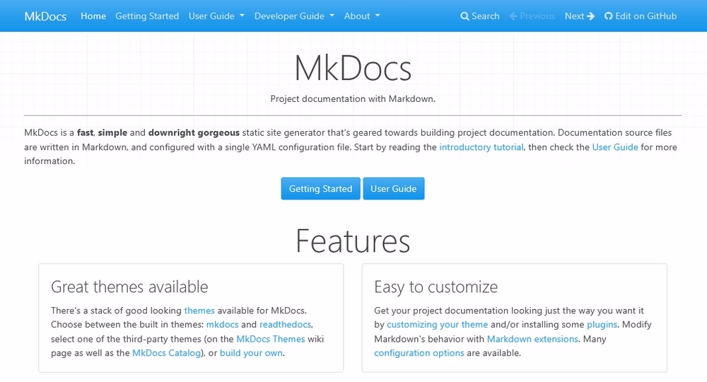Mkdocs cms for documentation