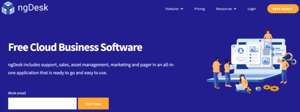 Ngdesks website homepage