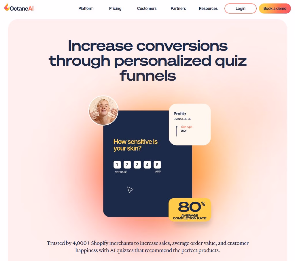 Octane ai quiz based chatbot for ecommerce stores