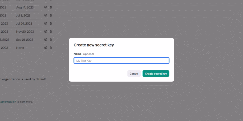 Openai creating new api key 3