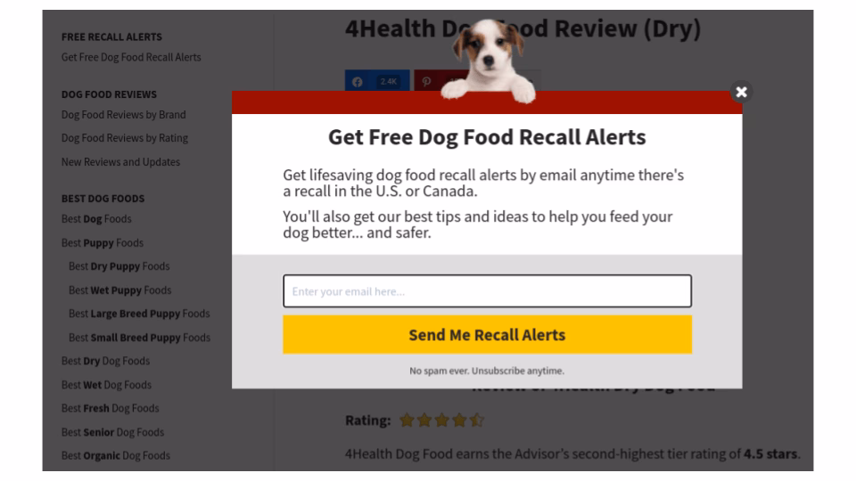 Overlay pop up triggered by scrolling and exit intent