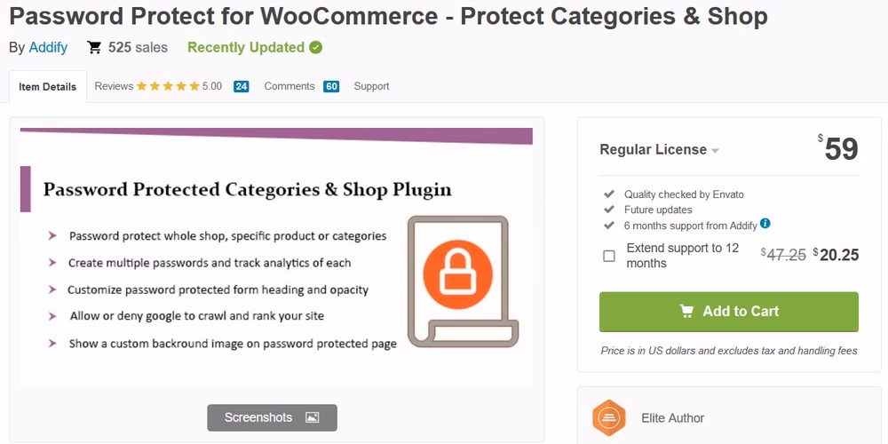 Password protect for woocommerce plugin