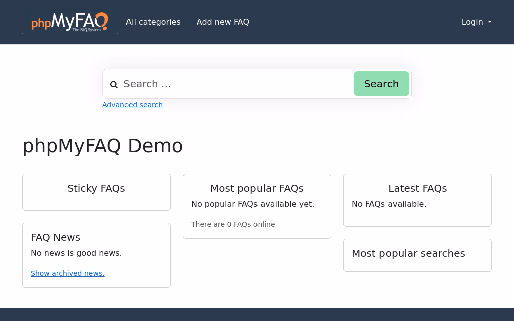Phpmyfaq open source knowledge base for faqs