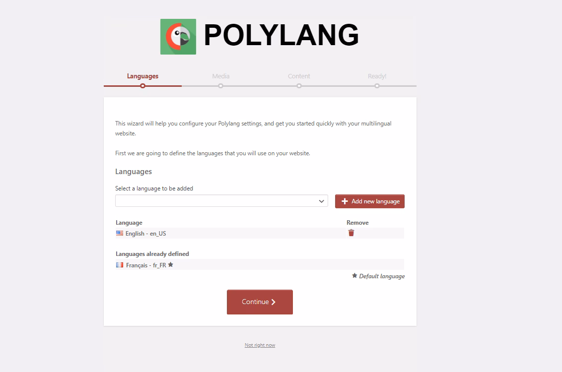 Polylang language setup