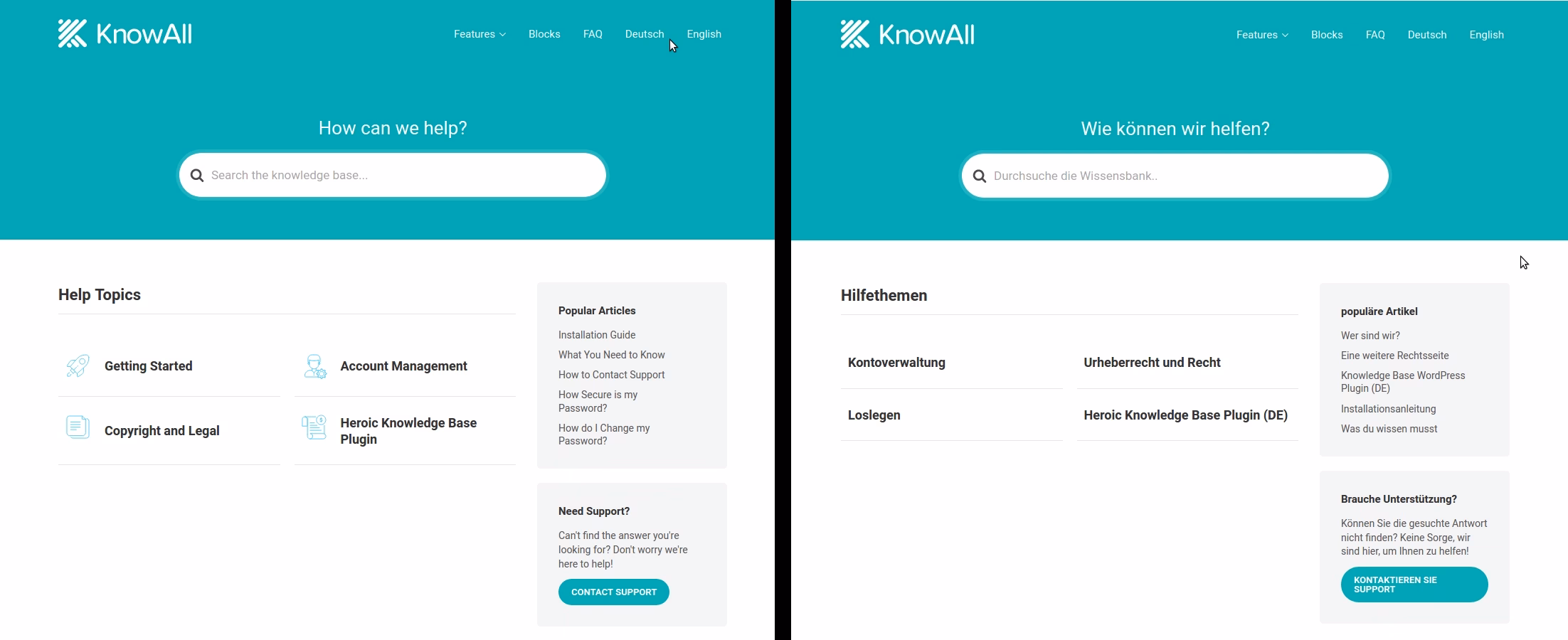 Different variations of your site for each language