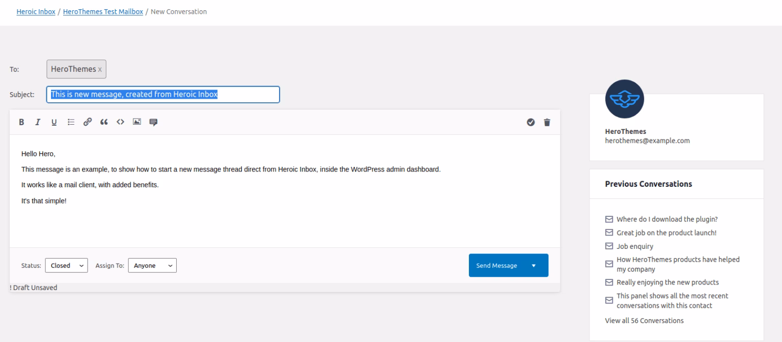Helpdesk previous conversations