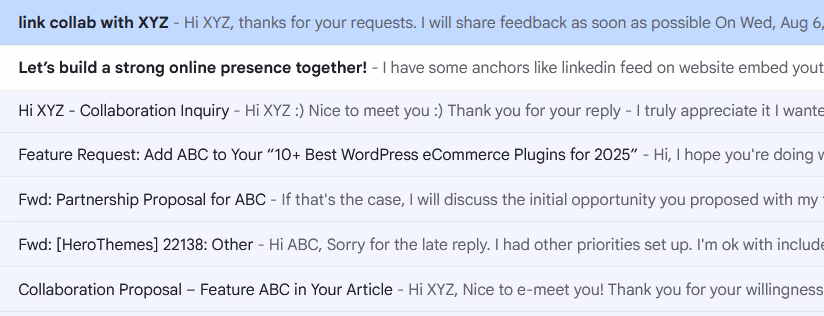 Real life email subject line example