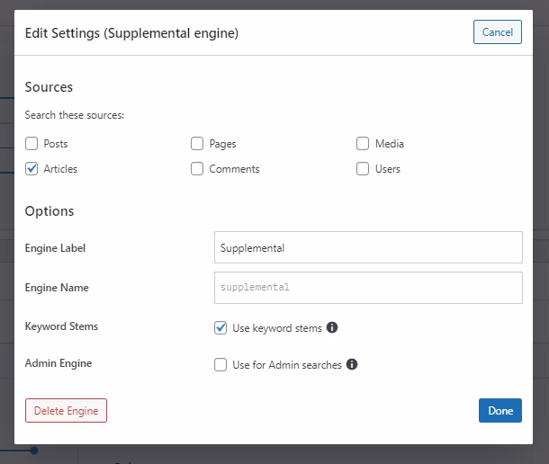 Searchwp settings
