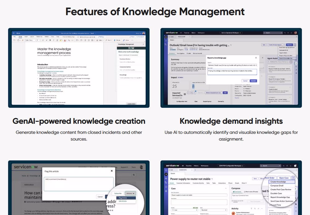 Servicenow knowledge management software