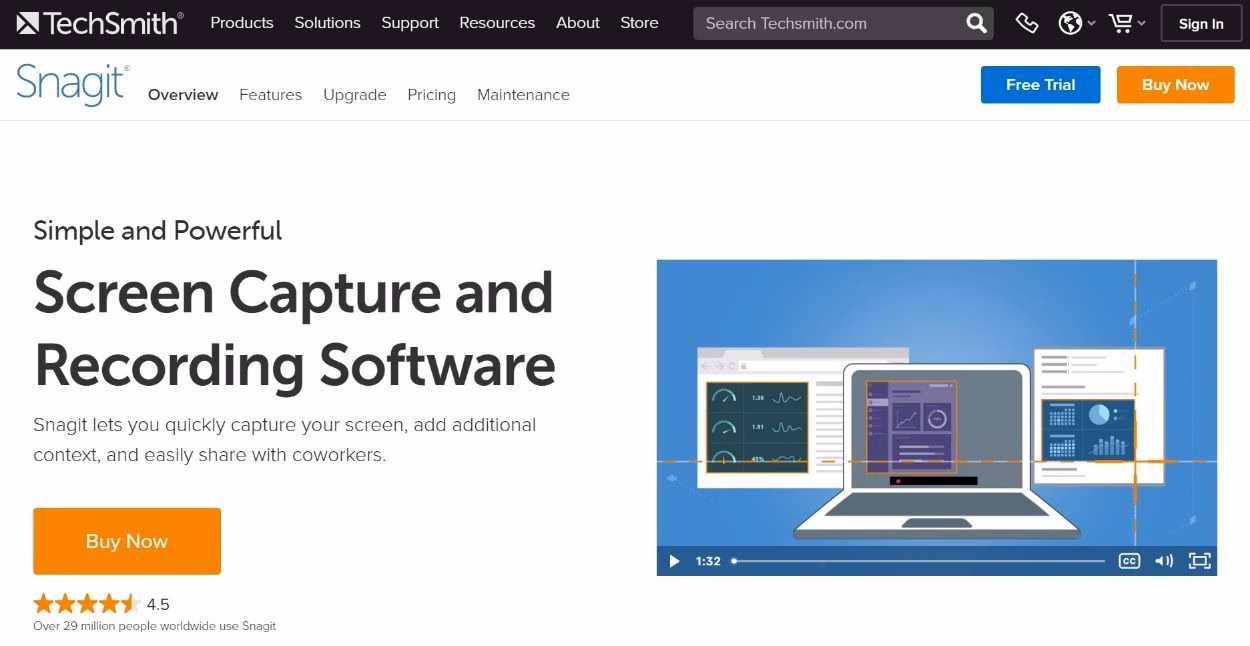 Snagit   tool for capturing short screen recordings or screenshots