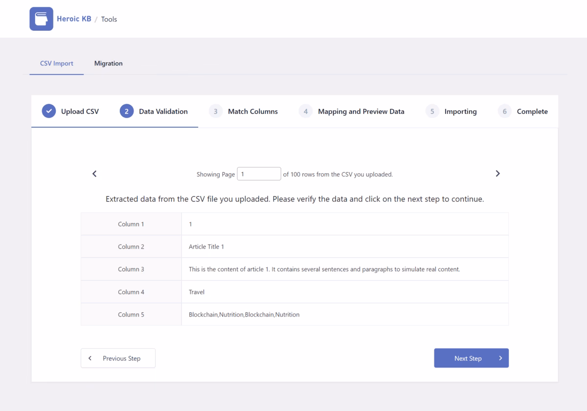 Step 2 data validation