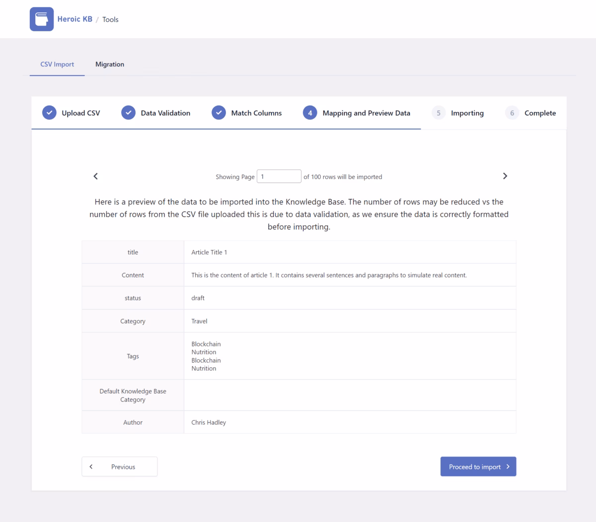 Step 4 mapping and data preview