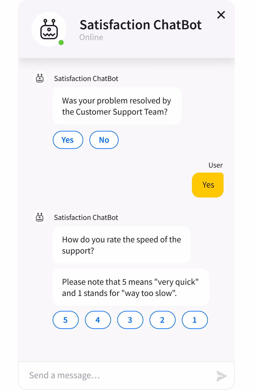 Survey and feedback collection chatbot example