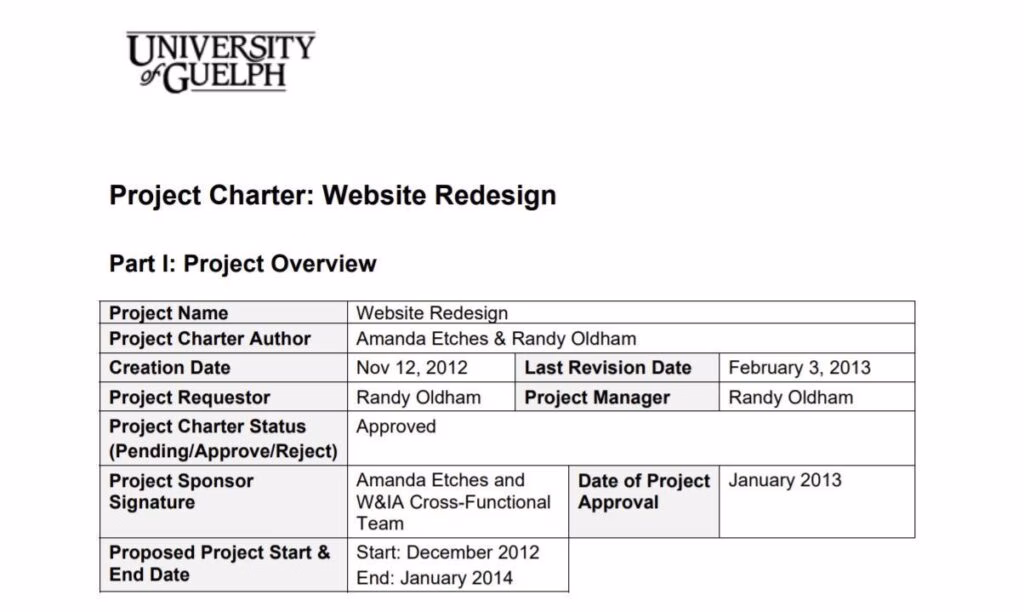 Universityofguelphsprojectcharter herothemes University of guelphs project charter
